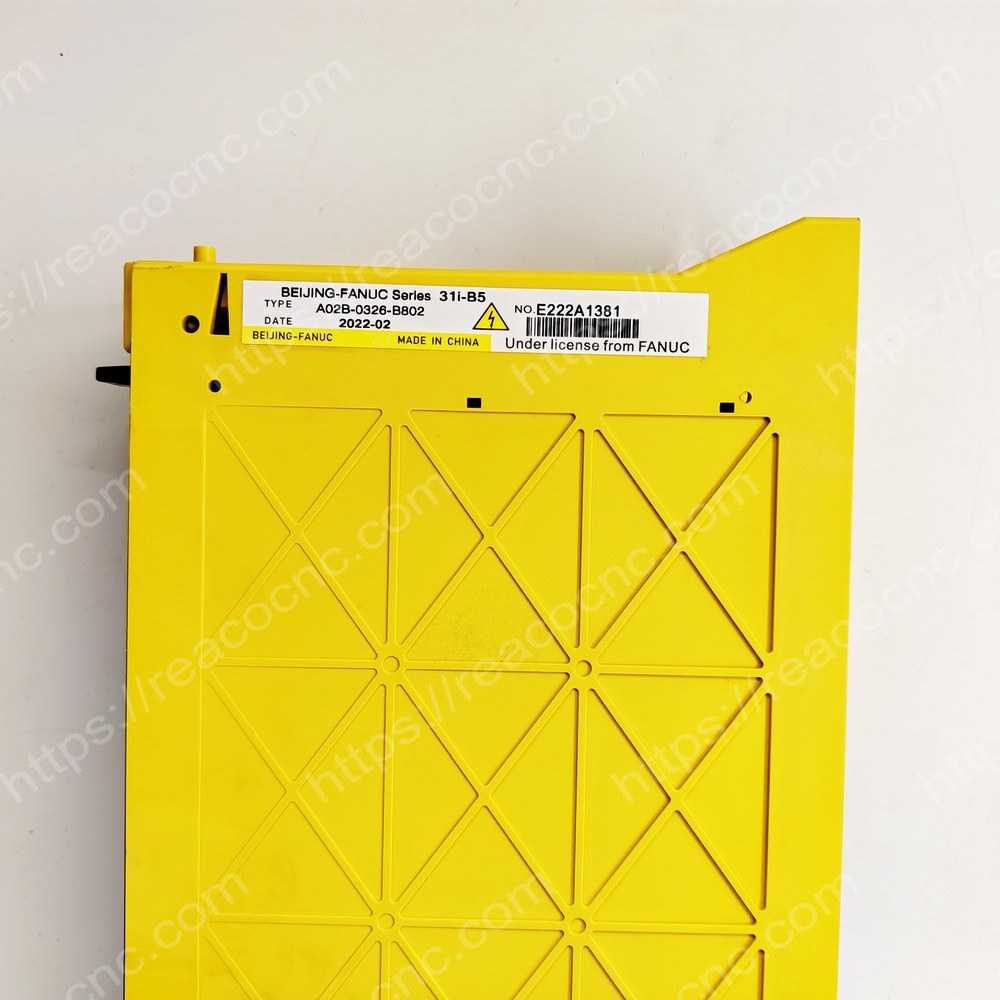 31i-B5 A02B 0328 B802 System Model number plate closeup for verification - 31i-B5 A02B 0328 B802