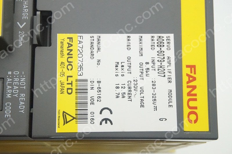 A06B 6079 H207 Drive Model number plate closeup for verification - A06B 6079 H207