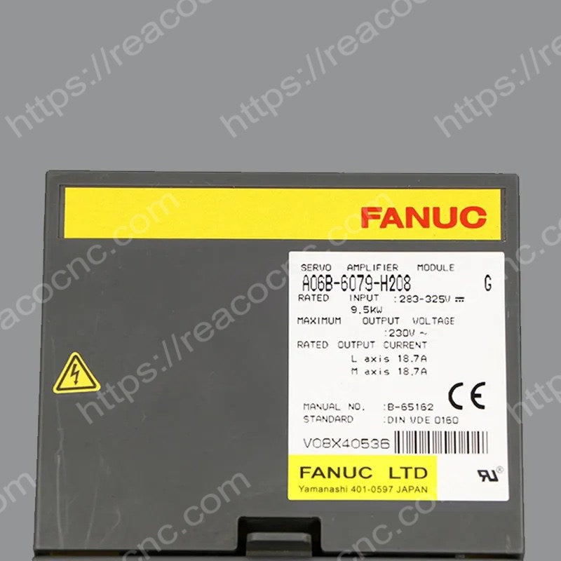 A06B 6079 H208 Drive Model number plate closeup for verification - A06B 6079 H208
