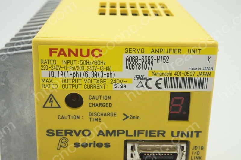 A06B 6093 H152 Drive Model number plate closeup for verification - A06B 6093 H152