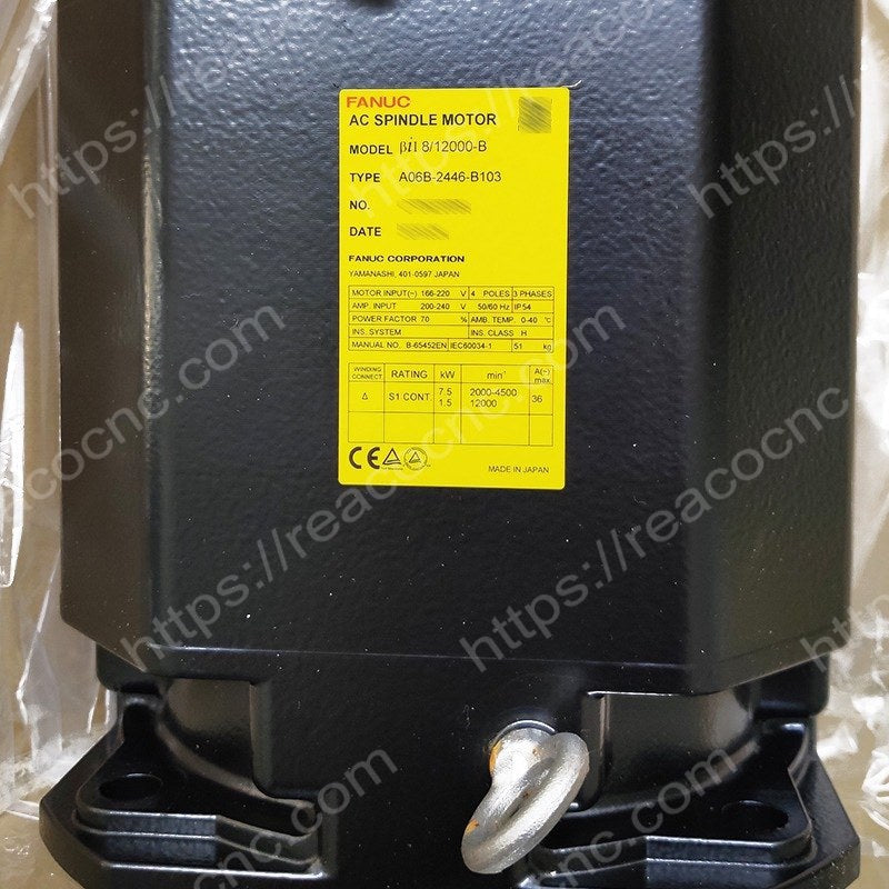 A06B2446B103 AC Servo Motor nameplate closeup for verification - A06B-2446-B103