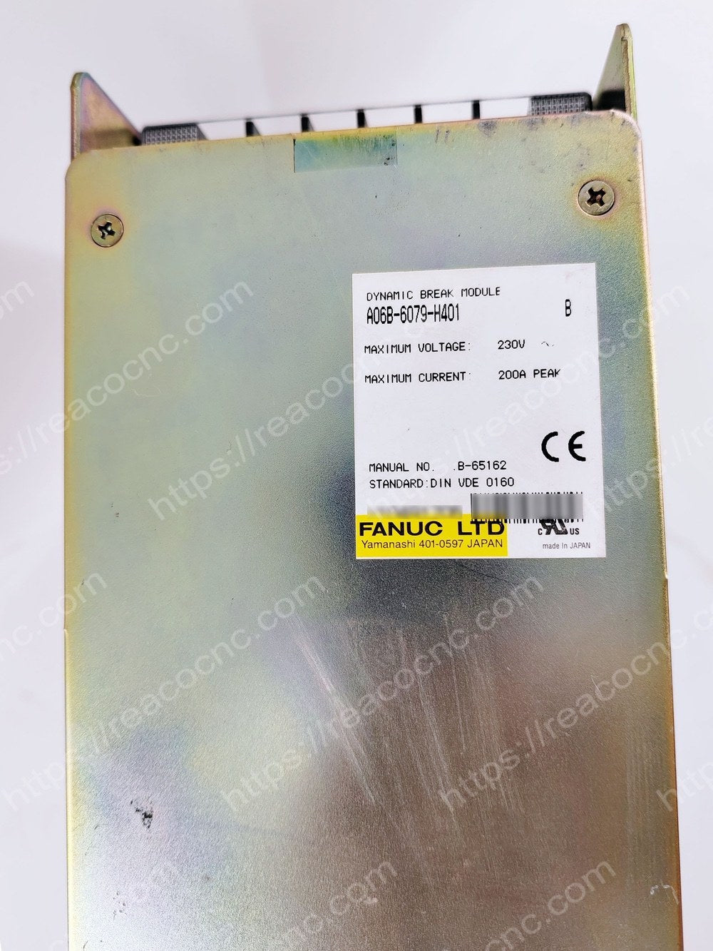 A06B6079H401 DYNAMIC BRAK MODULE Model number plate closeup for verification - A06B-6079-H401