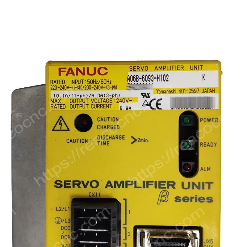 A06B6093H102 α Series Servo Amplifier Model number plate closeup for verification - A06B-6093-H102