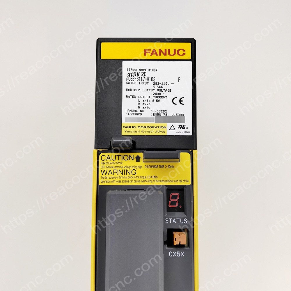 A06B6117H103 D System Single Axis Servo Driver Model number plate closeup for verification - A06B-6117-H103