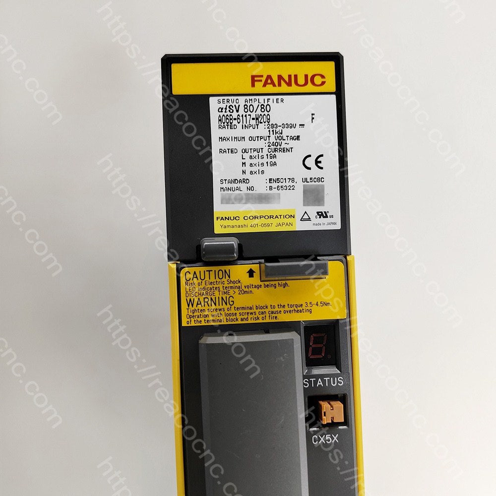 A06B6117H209 αI Series Servo Amplifier Model number plate closeup for verification - A06B-6117-H209
