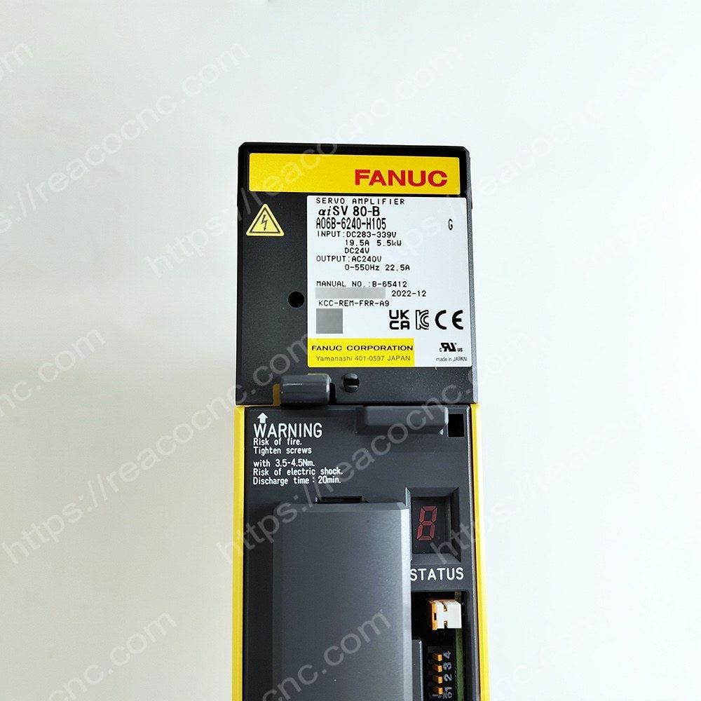 A06B6240H105 αI Series Servo Amplifier Model number plate closeup for verification - A06B-6240-H105