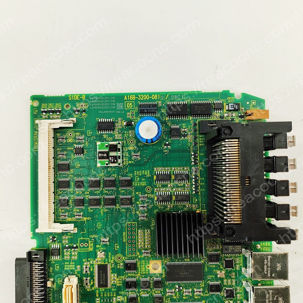FANUC A16B-3200-0810 Robot R-30iB PLUS Control Cabinet Main Board Model plate closeup - Verification and Repair available
