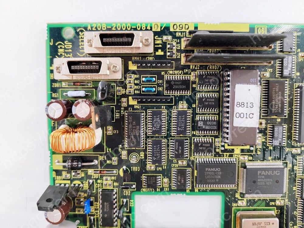 FANUC A20B-2000-0840 Display Board Model plate closeup - Verification and Repair available