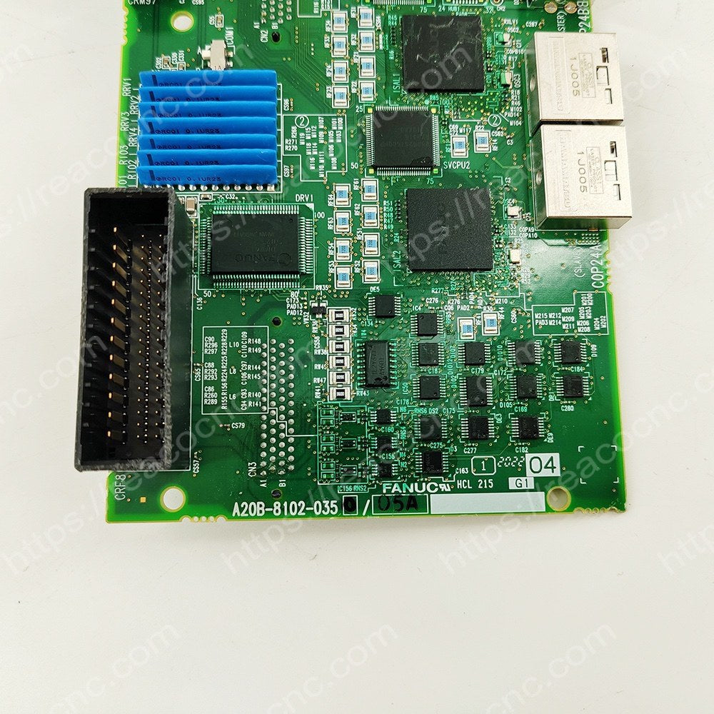 FANUC A20B-8102-0350 Robot Drive Board Model plate closeup - Verification and Repair available