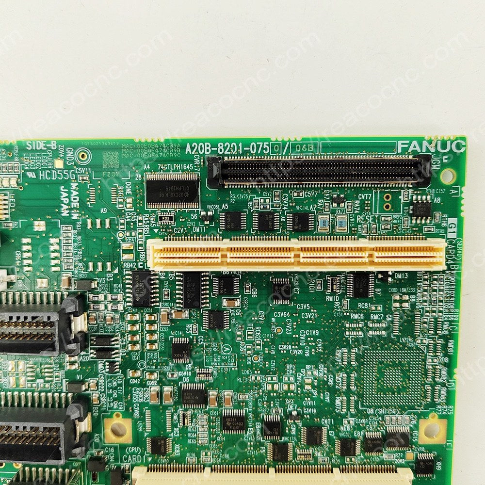 FANUC A20B-8201-0750 Robot Main Board Model plate closeup - Verification and Repair available