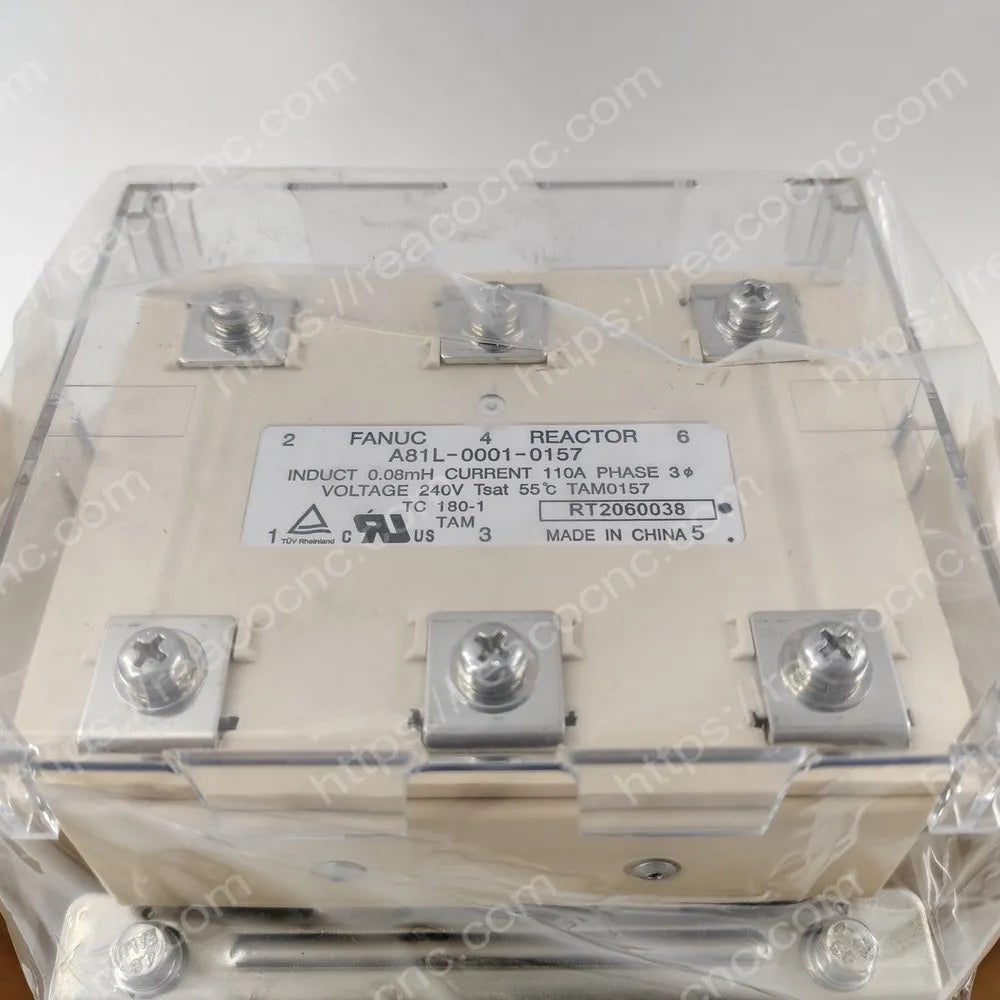 Specification label on FANUC A81L-0001-0157 AC reactor