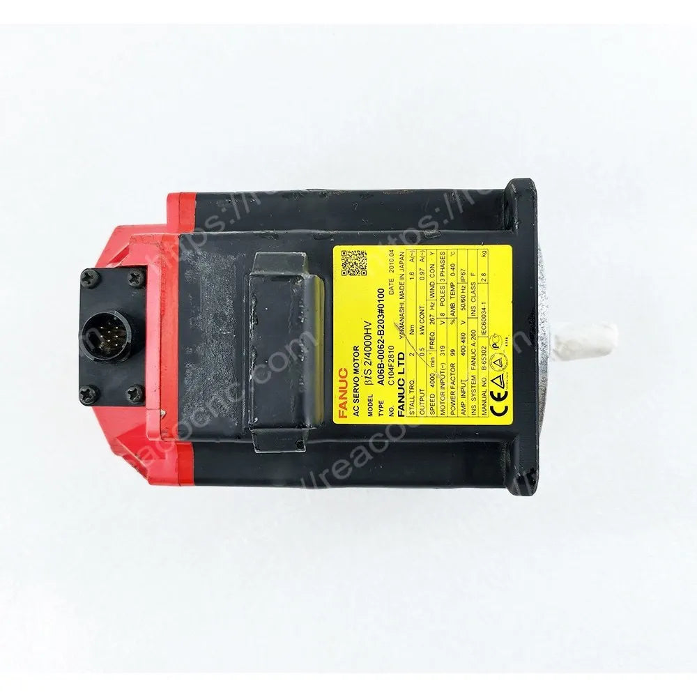 Front straight keyed shaft view of A06B-0062-B203#0100 Fanuc servo motor