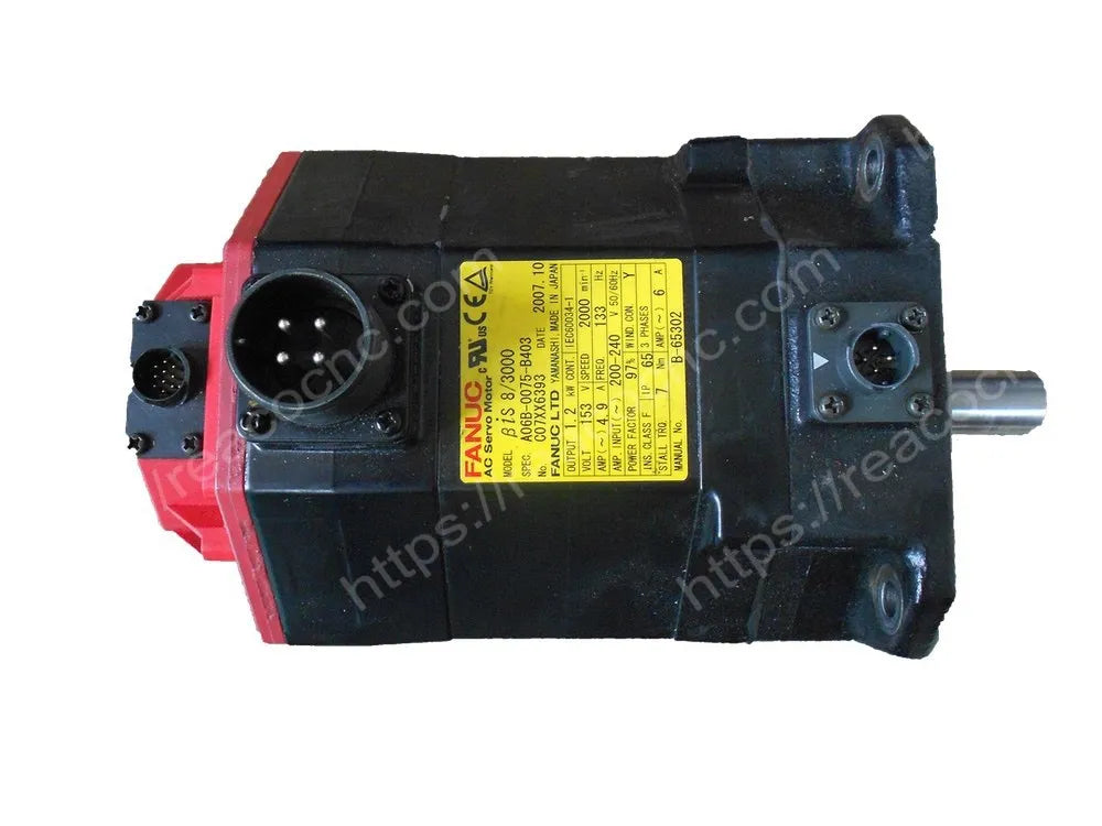Front straight smooth shaft view of A06B-0075-B403 Fanuc servo motor