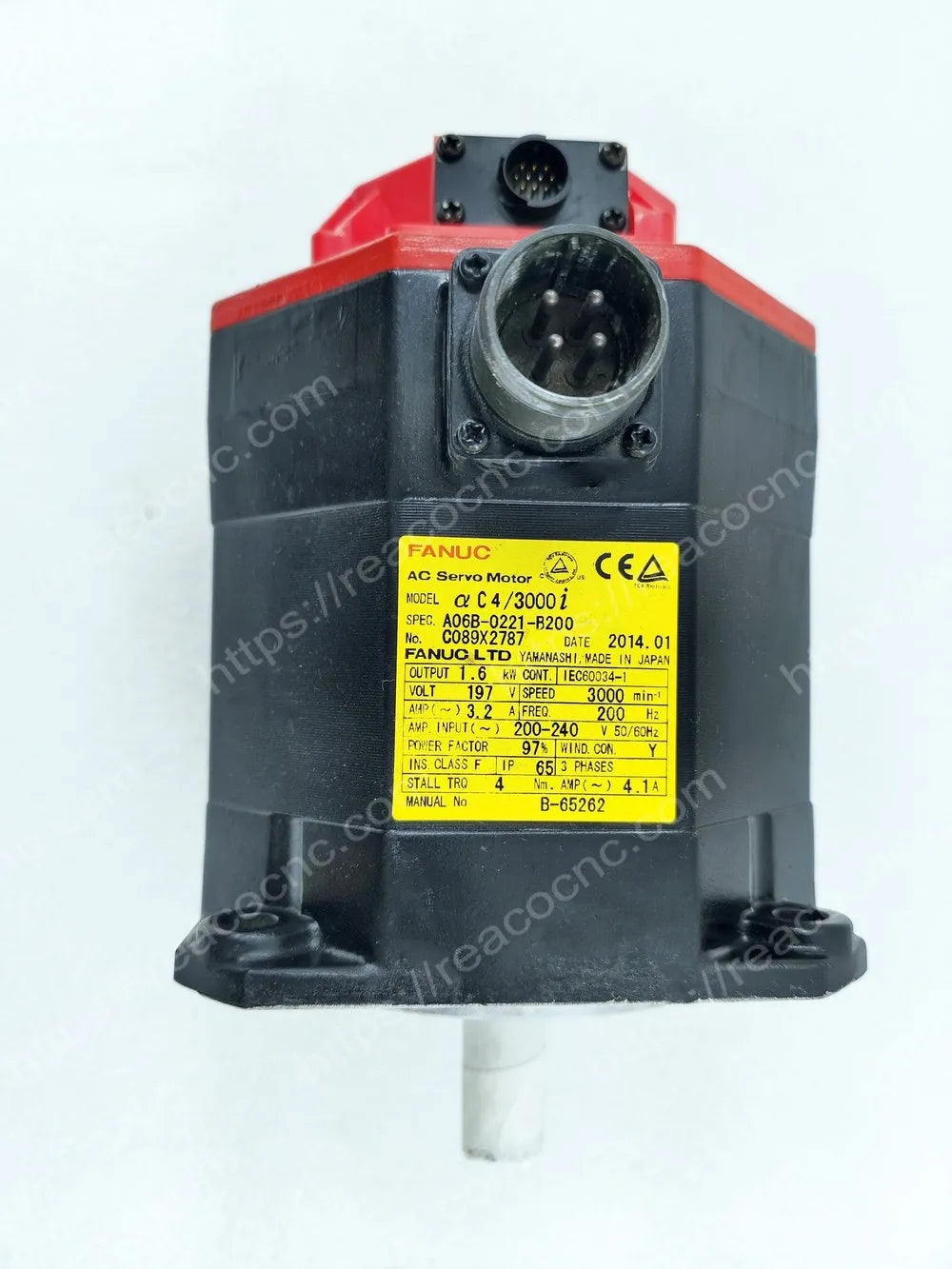 Front straight keyed shaft view of A06B-0221-B200 Fanuc servo motor