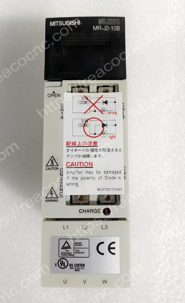 Front control and terminal view of MR-J2-10B Mitsubishi servo amplifier
