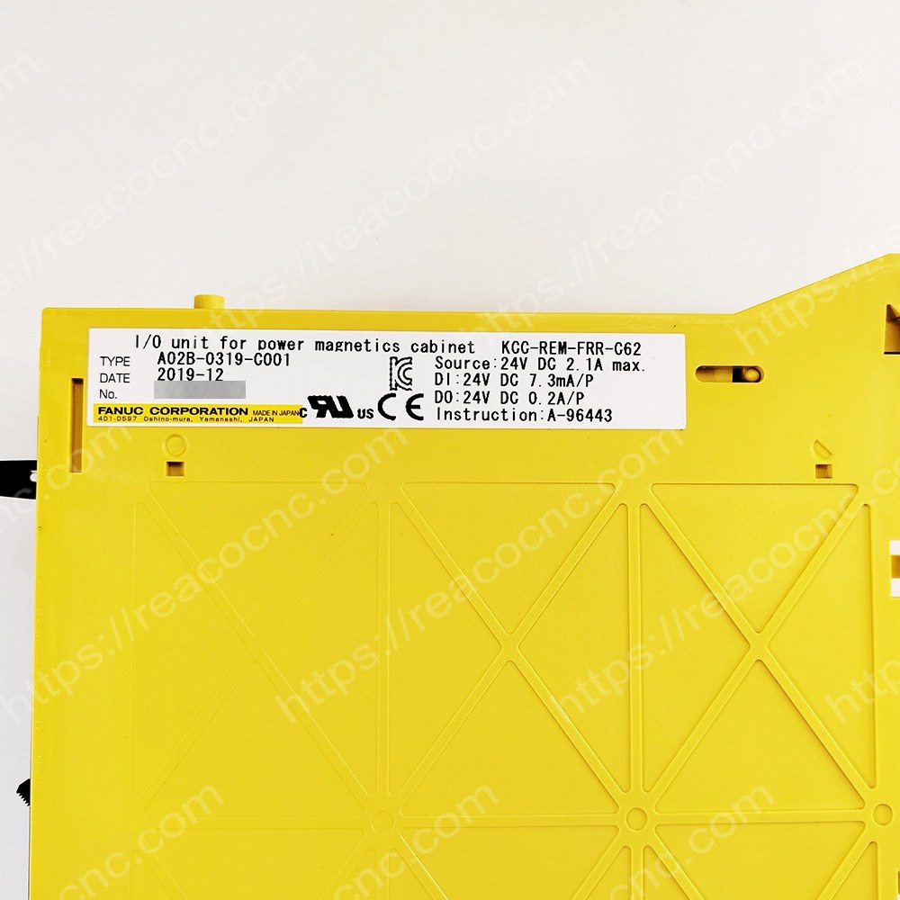 FANUC A02B0319C001 Model number plate closeup for verification - A02B 0319 C001