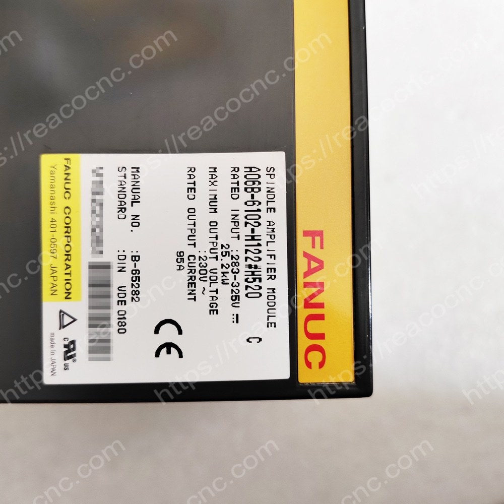Model label of FANUC A06B-6102-H122#H520 spindle drive
