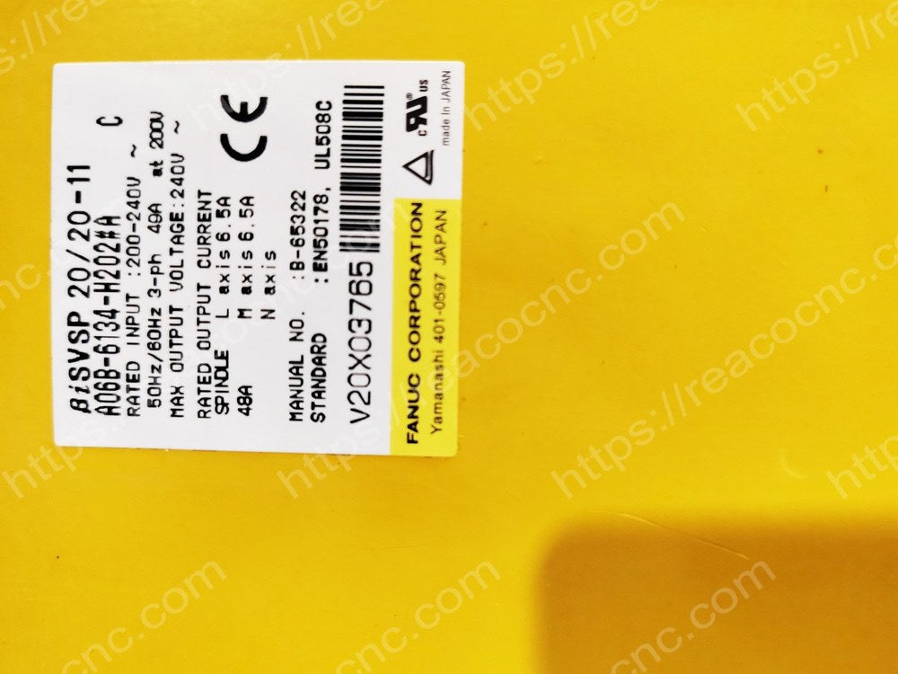 Model label of FANUC A06B-6134-H202#A servo/spindle drive