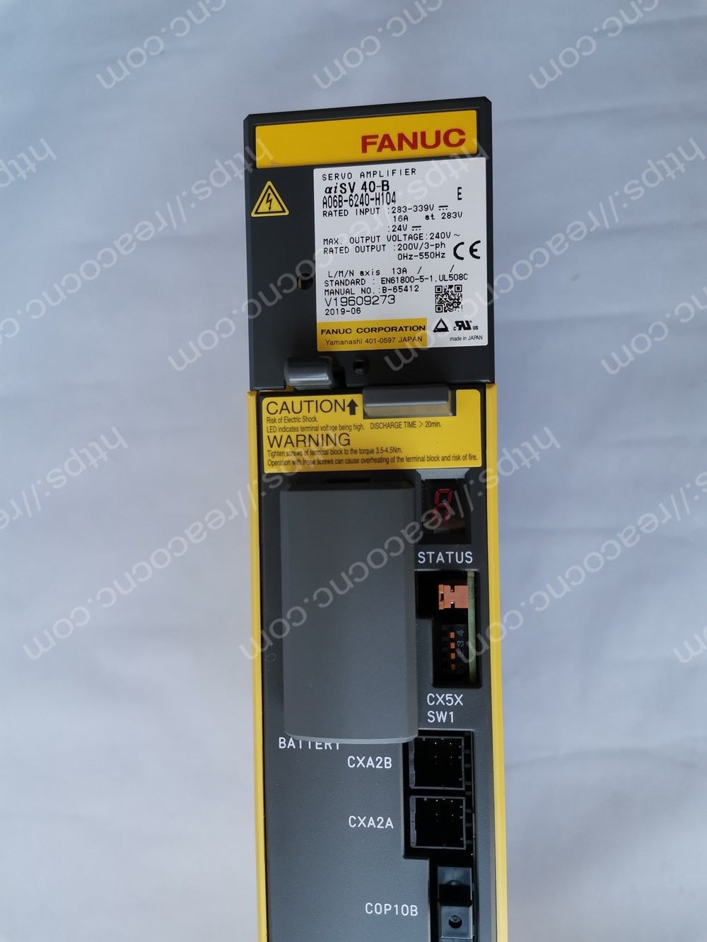 Model label showing FANUC A06B-6240-H104 servo amplifier part number