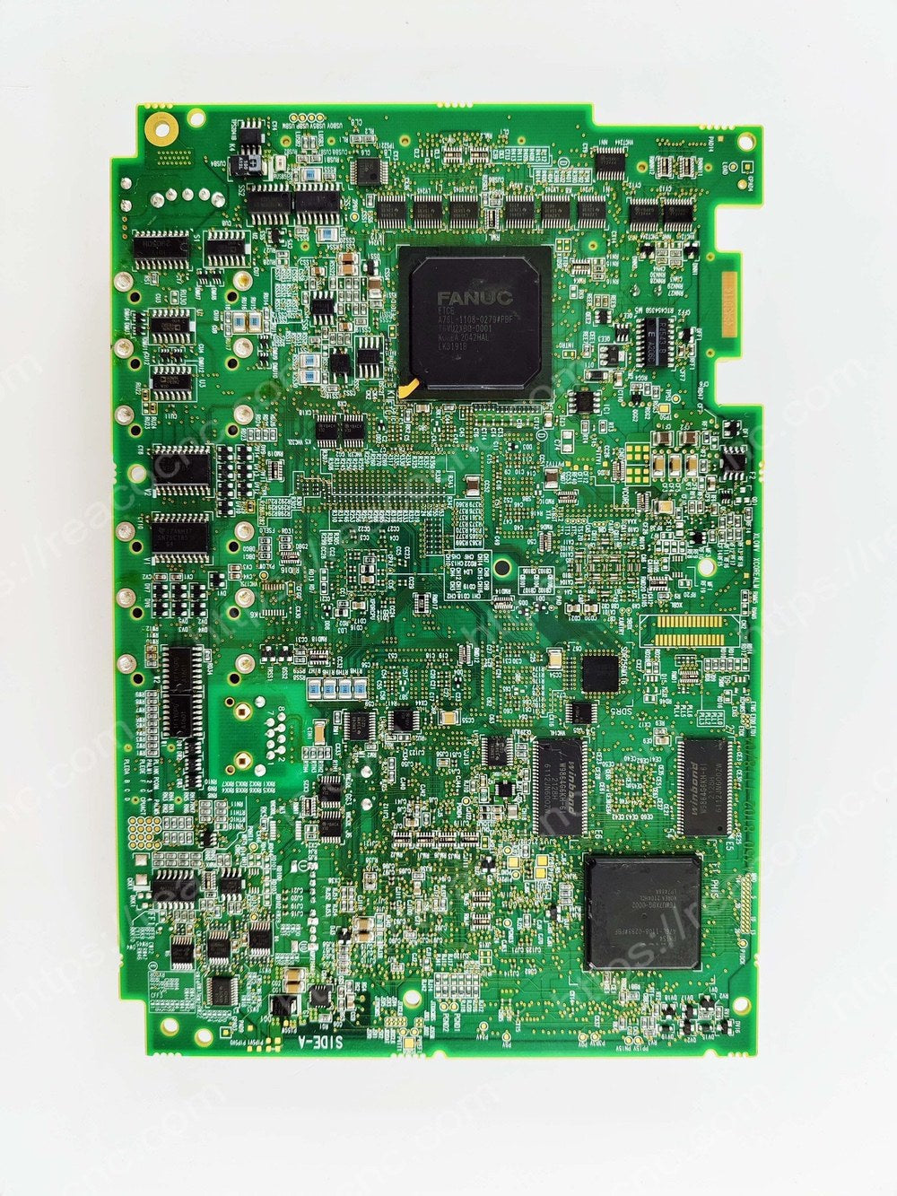 Back side of FANUC A20B-8102-0111 PCB showing components and solder points