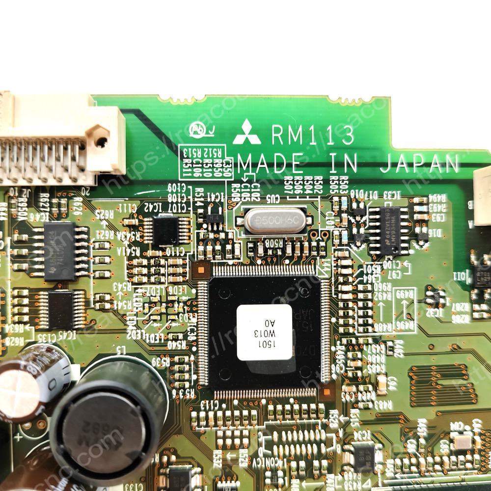 Mitsubishi RM113 4-in-1 Drive Side Board Model plate closeup - Verification and Repair available