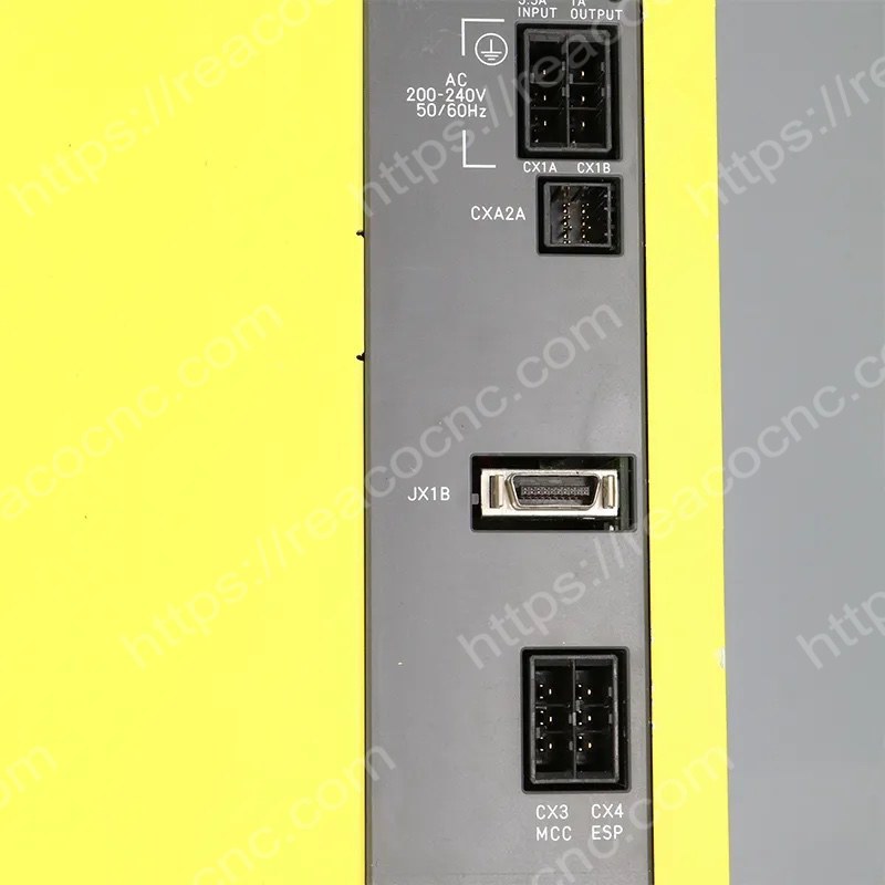 Connector view of A06B-6120-H100 Fanuc PSM-100HVI power supply