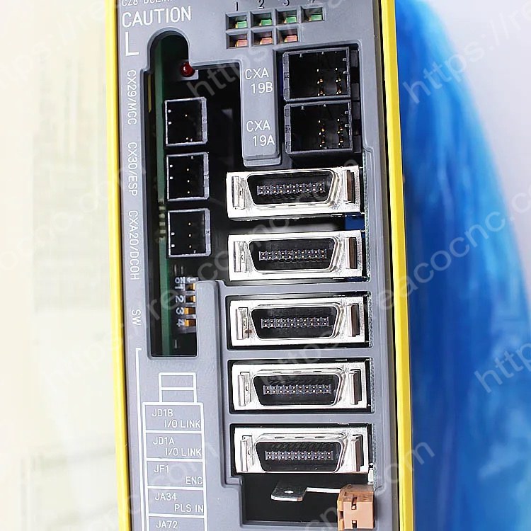 Connector view of A06B-6132-H003 Fanuc I/O Link servo amplifier