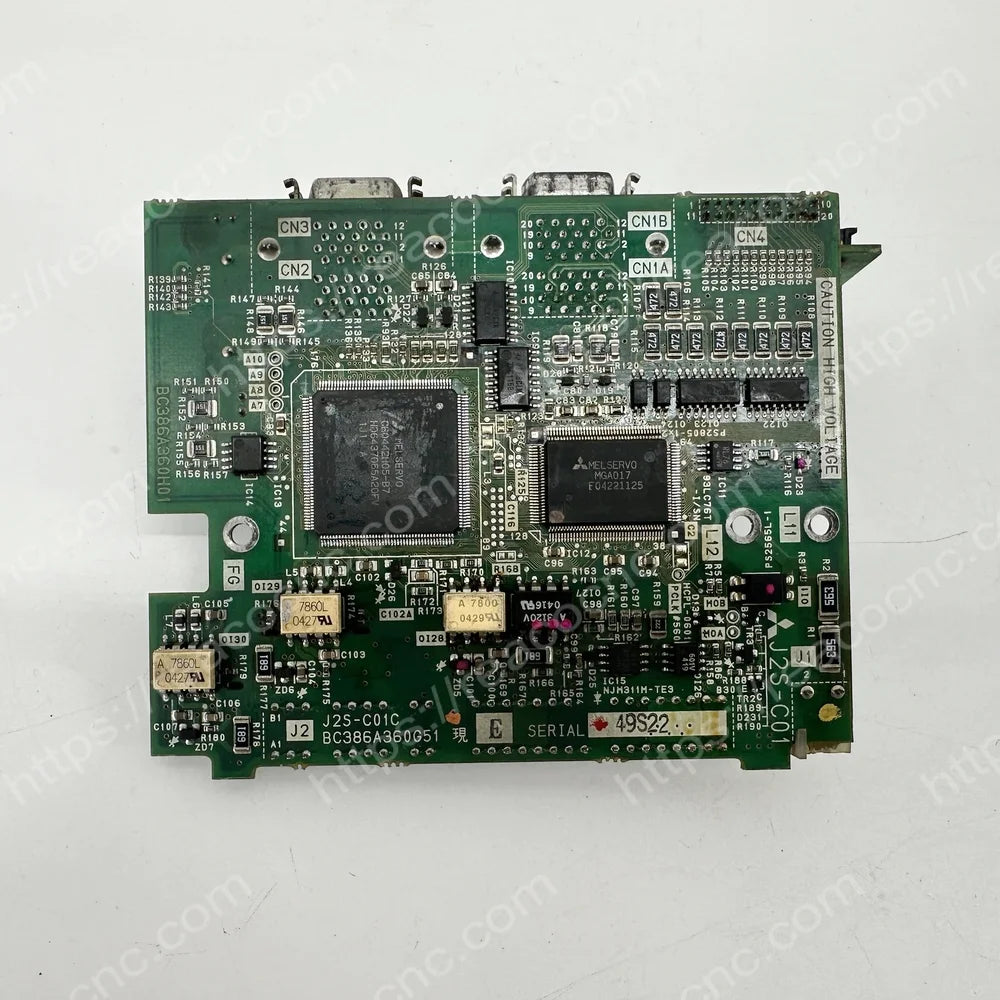 Reverse side of Mitsubishi J2S-C01 PCB with controller ICs and connectors