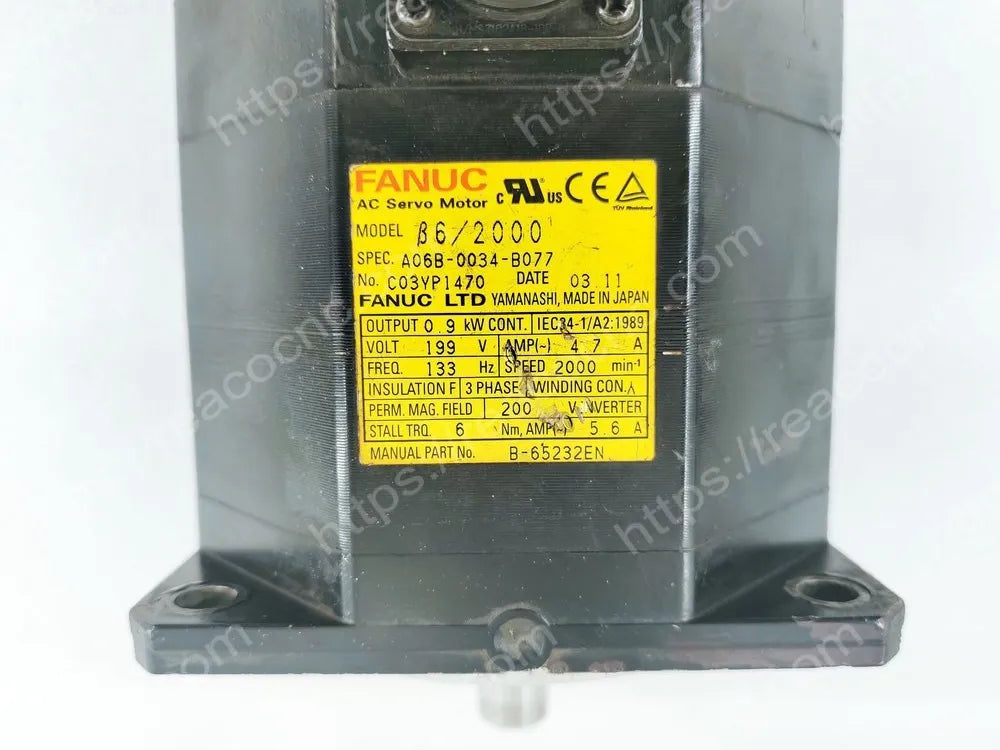A06B-0034-B077 Fanuc B6/2000 servo motor nameplate
