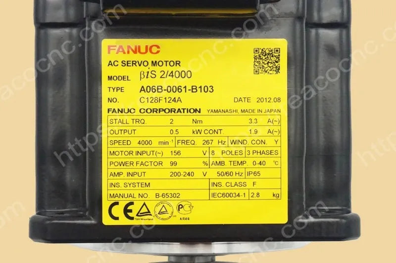 A06B-0061-B103 Fanuc BiS2/4000 servo motor identification label
