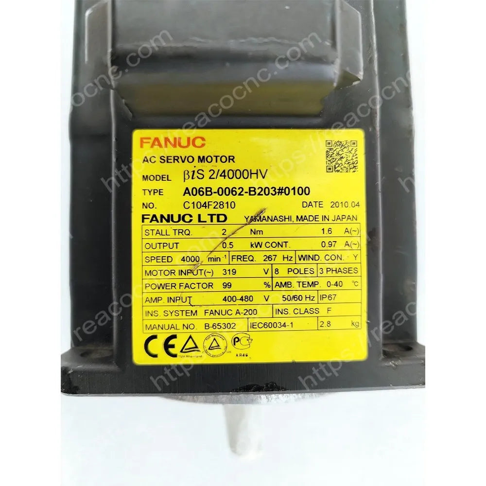 A06B-0062-B203#0100 Fanuc BiS2/4000HV AC servo motor nameplate