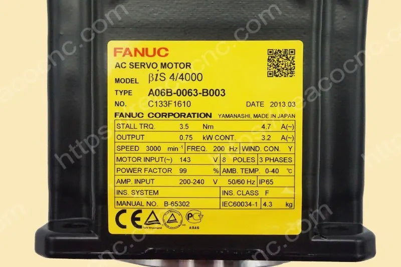 A06B-0063-B003 Fanuc BiS4/4000 AC servo motor identification plate