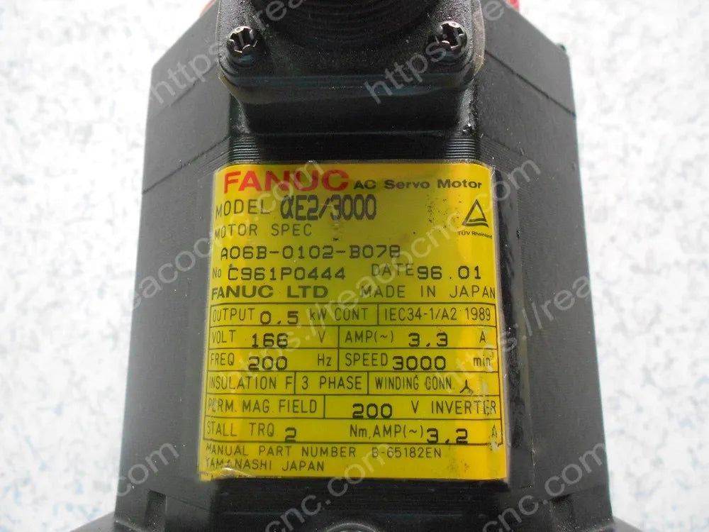 A06B-0102-B078 Fanuc AE2/3000 AC servo motor nameplate