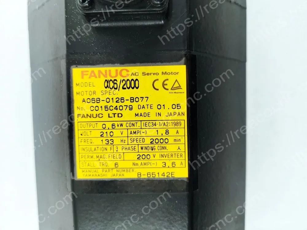 A06B-0126-B077 Fanuc AC6/2000 servo motor nameplate