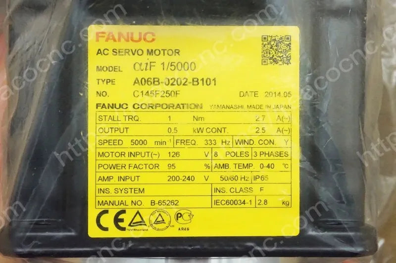 A06B-0202-B101 Fanuc AiF1/5000 AC servo motor identification plate