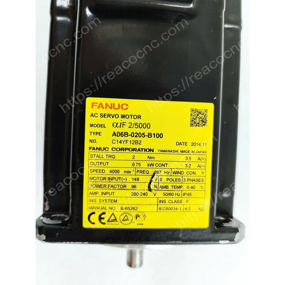 A06B-0205-B100 Fanuc AiF2/5000 AC servo motor model label