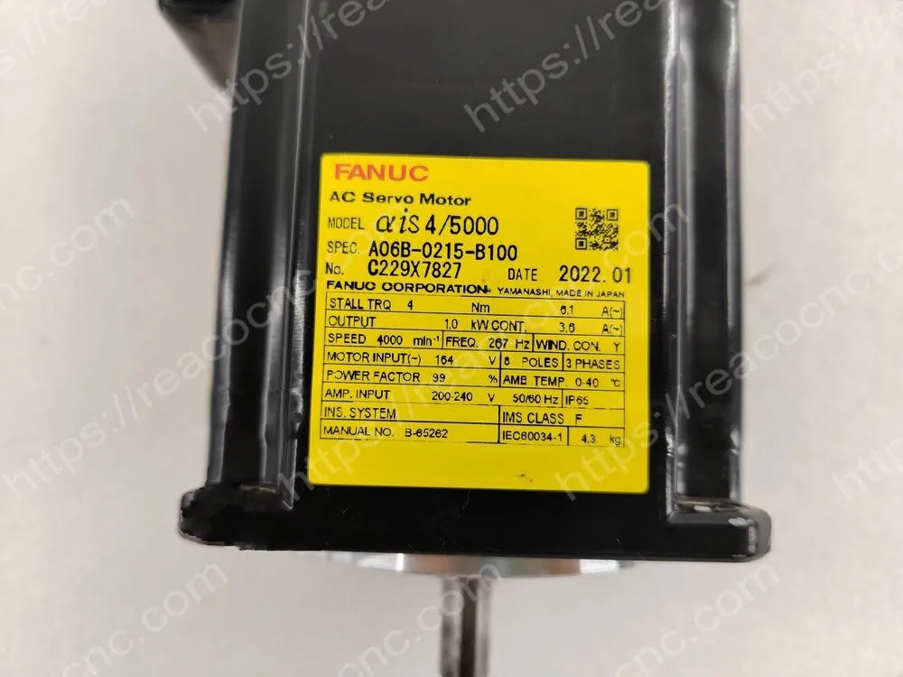 A06B-0215-B100 Fanuc AiS4/5000 AC servo motor rating plate