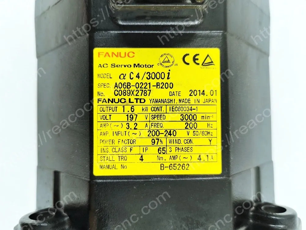 A06B-0221-B200 Fanuc aC4/3000i AC servo motor model label