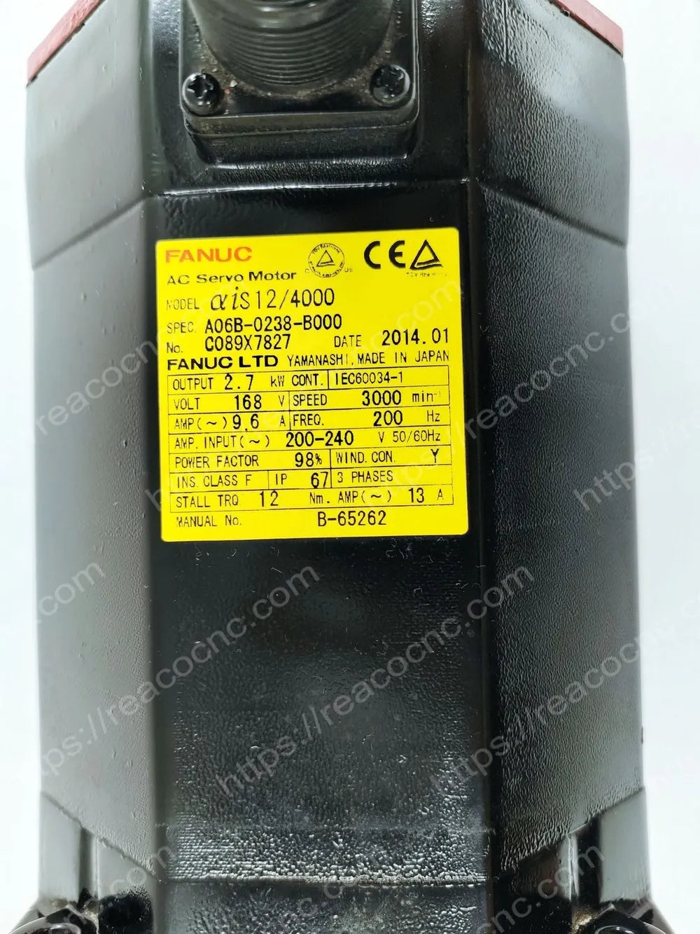 A06B-0238-B000 Fanuc AiS12/4000 AC servo motor rating plate