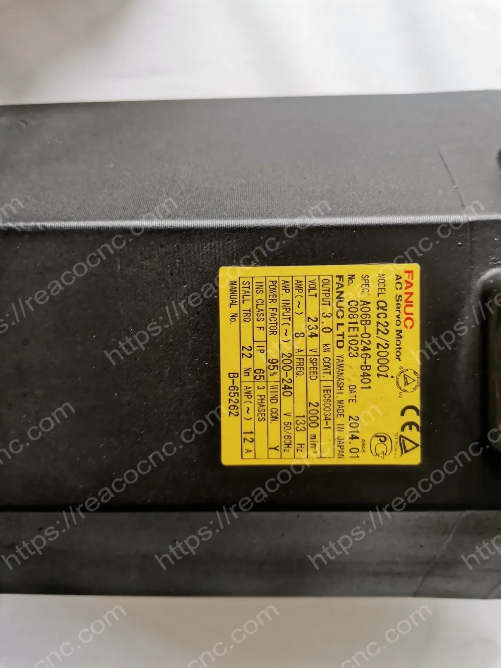 A06B-0246-B401 Fanuc aC22/2000i AC servo motor nameplate