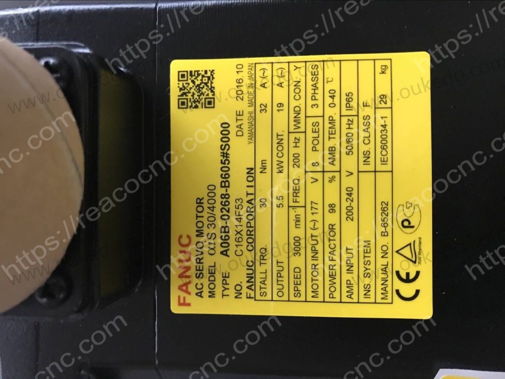 A06B-0268-B605#S000 Fanuc AC servo motor A30/4000 A64iA brake label