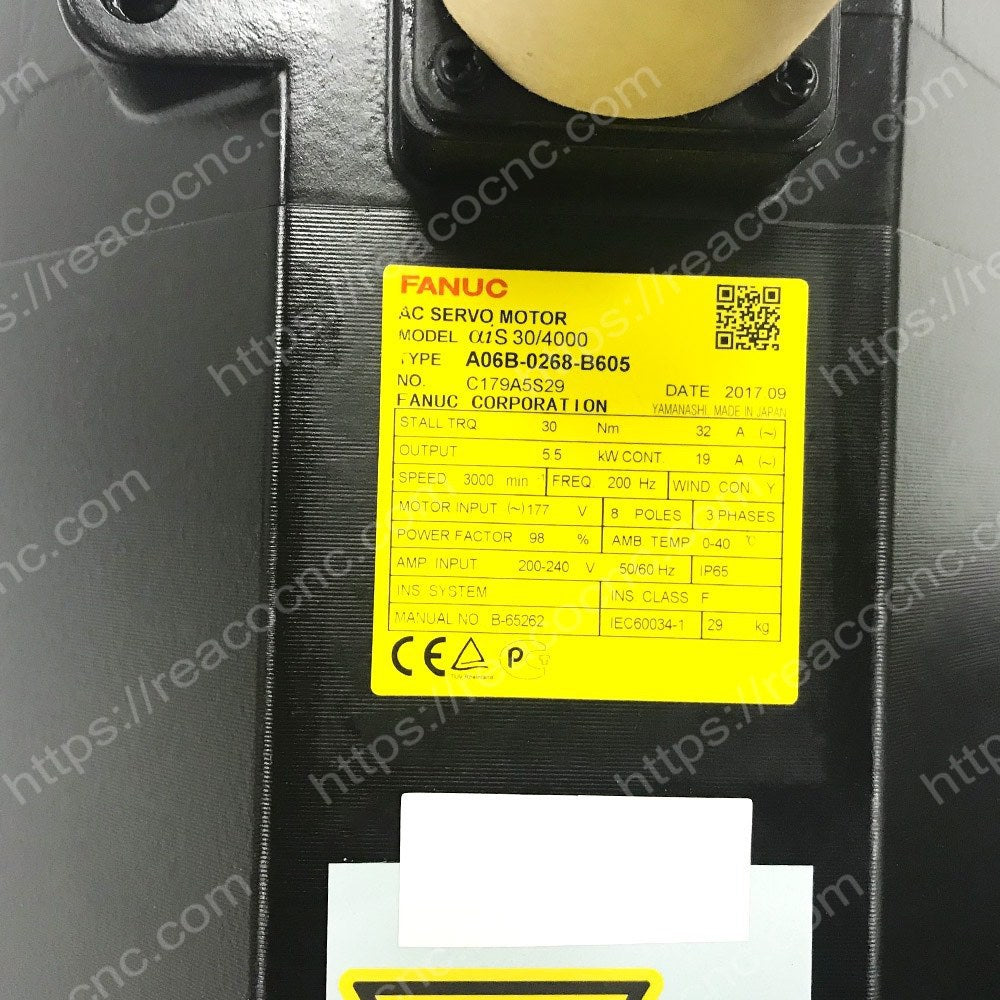 A06B-0268-B605 Fanuc AC servo motor AIS30/4000 AA64i brake label