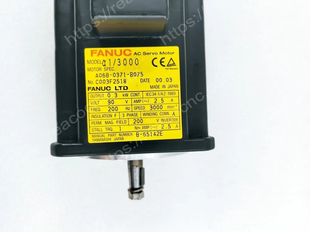 A06B-0371-B075 Fanuc A1/3000 AC servo motor nameplate