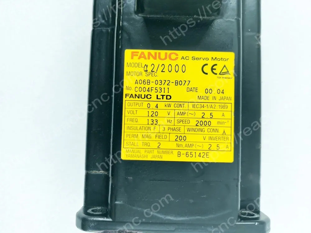 A06B-0372-B077 Fanuc A2/2000 servo motor nameplate