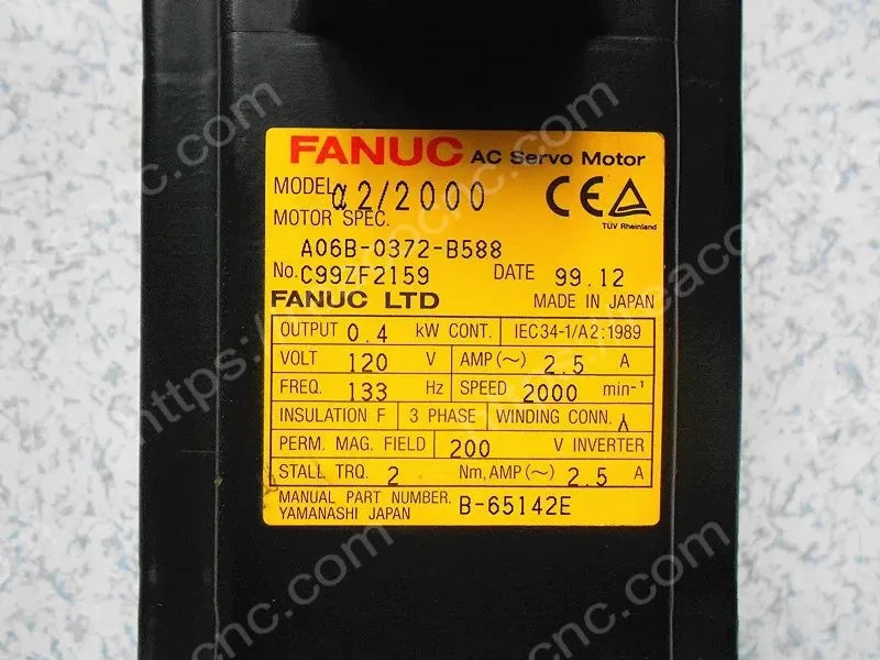 A06B-0372-B588 Fanuc A2/2000 servo motor identification label