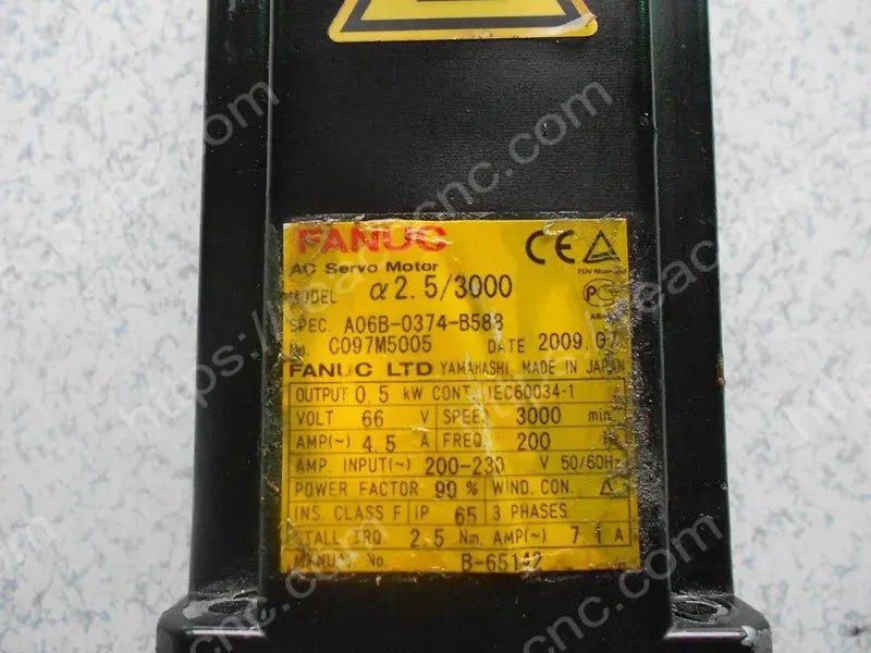 A06B-0374-B588 Fanuc A2.5/3000 servo motor model plate