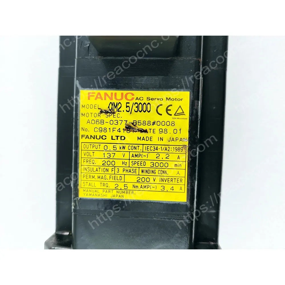 A06B-0377-B588#0008 Fanuc Alpha M2.5/3000 AC servo motor nameplate