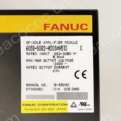 A06B-6082-H206#H512 Fanuc Alpha SPMC-5.5 Type I spindle amplifier label