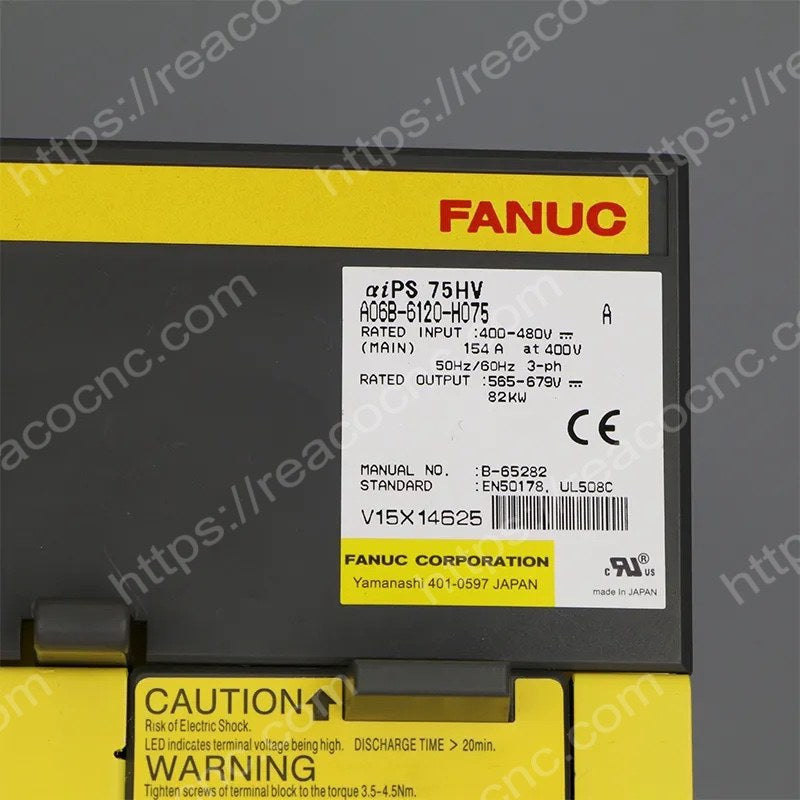 A06B-6120-H075 Fanuc Alpha i power supply model PSM-75HVI label