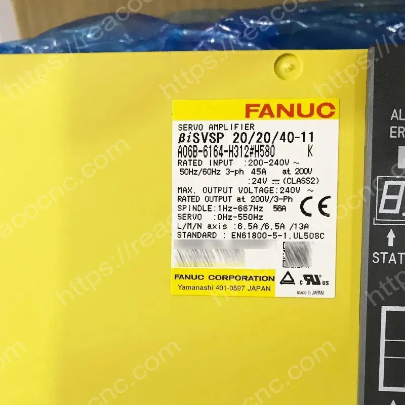 A06B-6164-H312#H580 Fanuc BiSVSP 20/20/40-11 servo spindle amp label